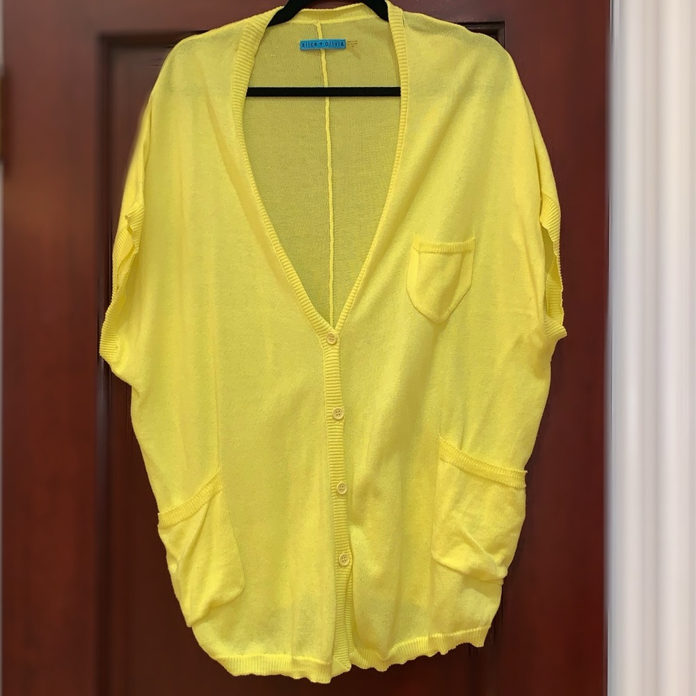 Alice & Olivia Yellow Cardigan